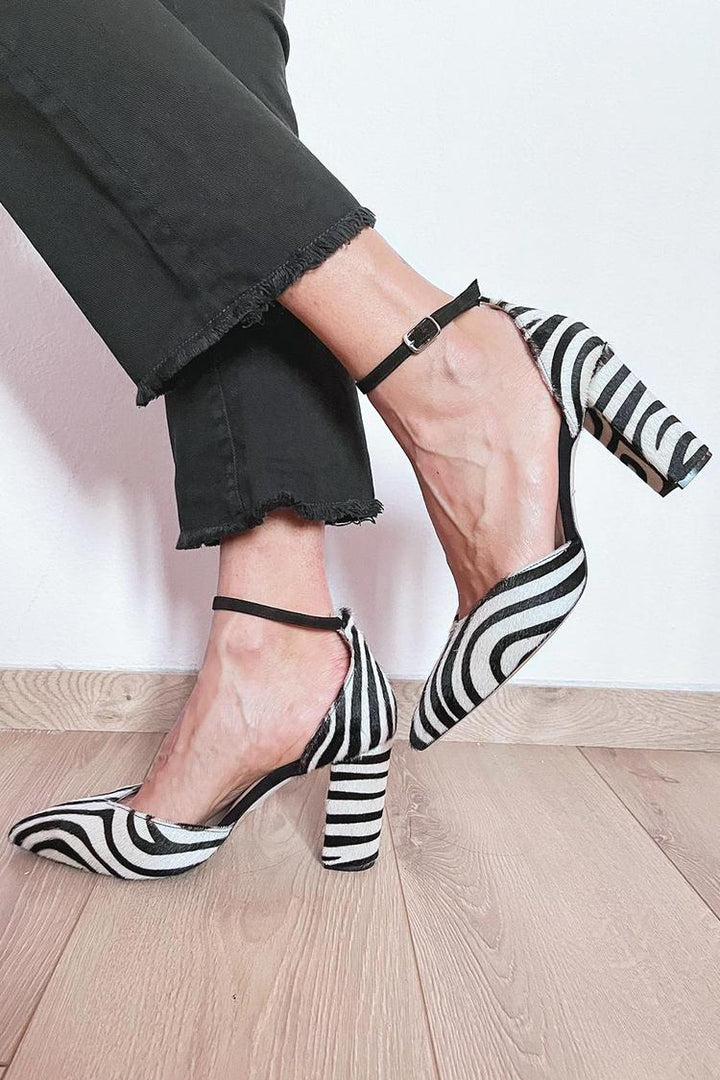 Lorysia | Zebra Print Pumps With Ankle Strap