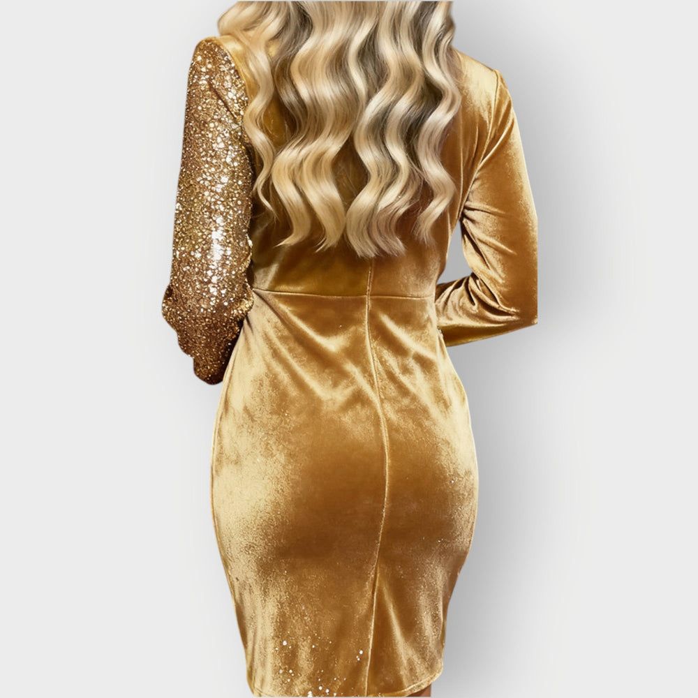 Vaeluna | Velvet & Sequin Asymmetrical Party Dress