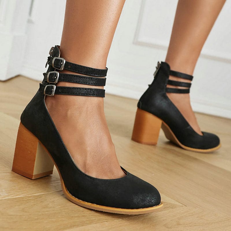 Vaesin | Triple Buckle Heels