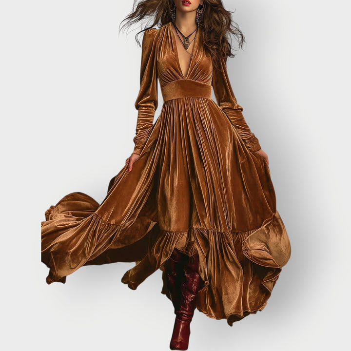 Alorae | Vintage A-Line Velvet Maxi Dress