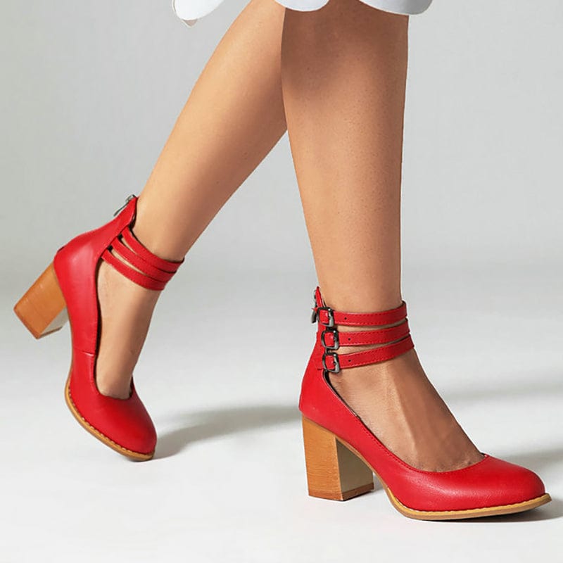 Vaesin | Triple Buckle Heels