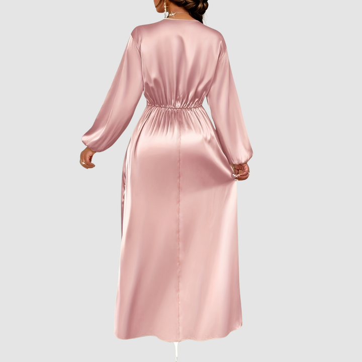 Eleanor Bloom | Pleated Satin Maxi Dress