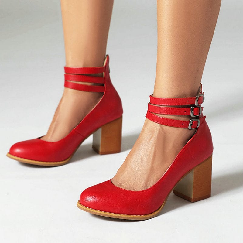 Vaesin | Triple Buckle Heels