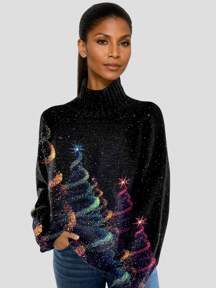 ASPEN LIGHTS | Cozy Knit Sweater Twinkling Holiday Lights & Trees