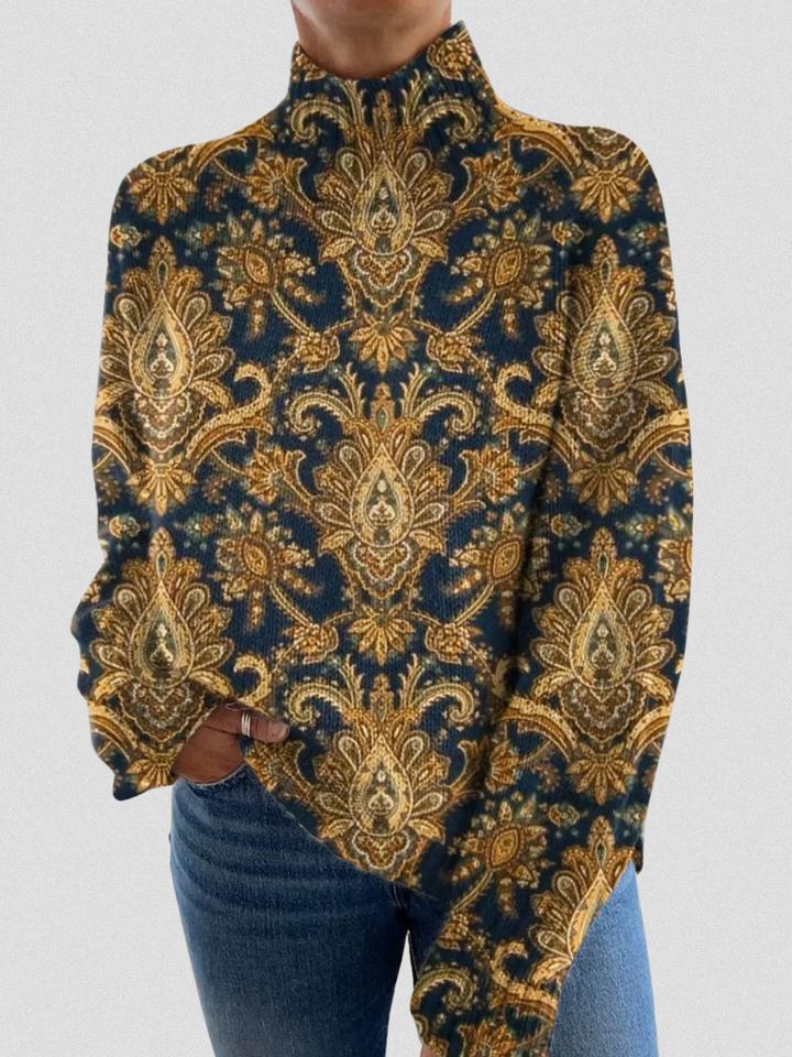 Alexa | Classic Knit Sweater  Baroque Navy & Gold Knit