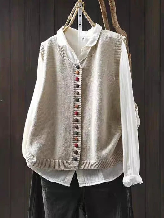 Maribel | Cozy Button-Trim Vest
