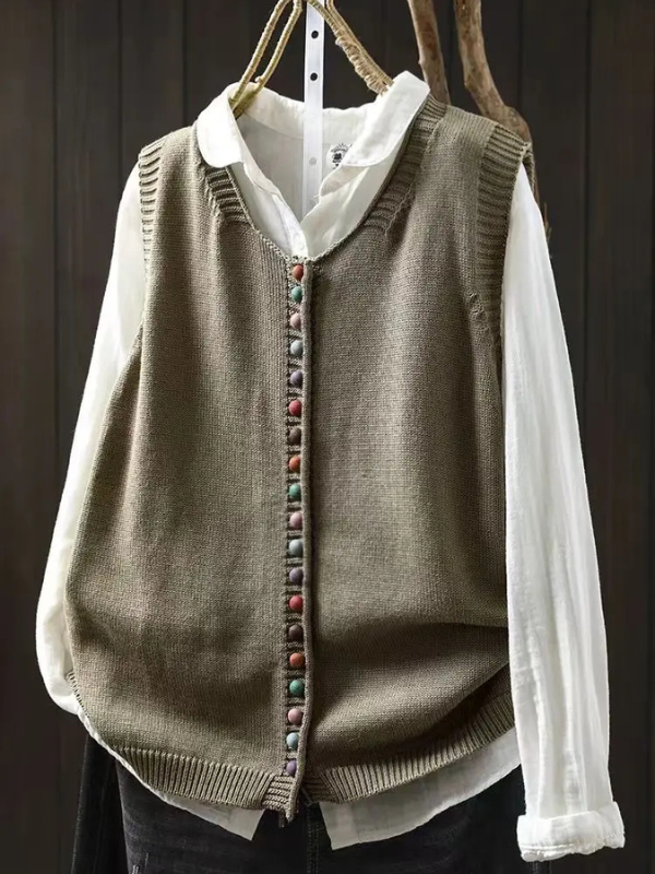 Maribel | Cozy Button-Trim Vest