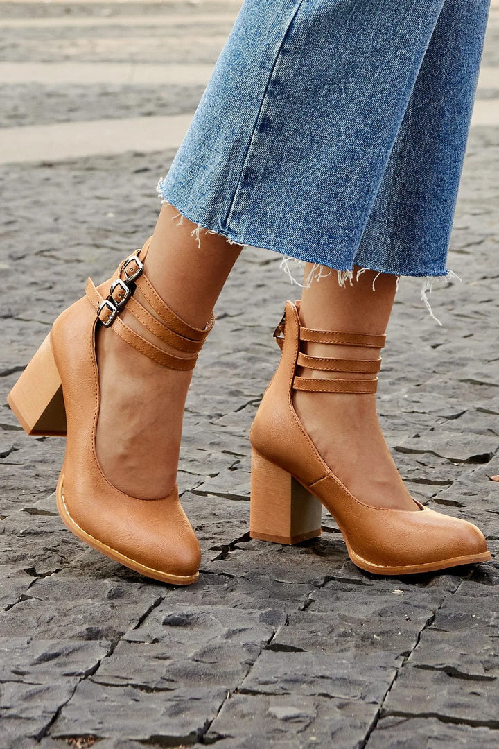 Vaesin | Triple Buckle Heels