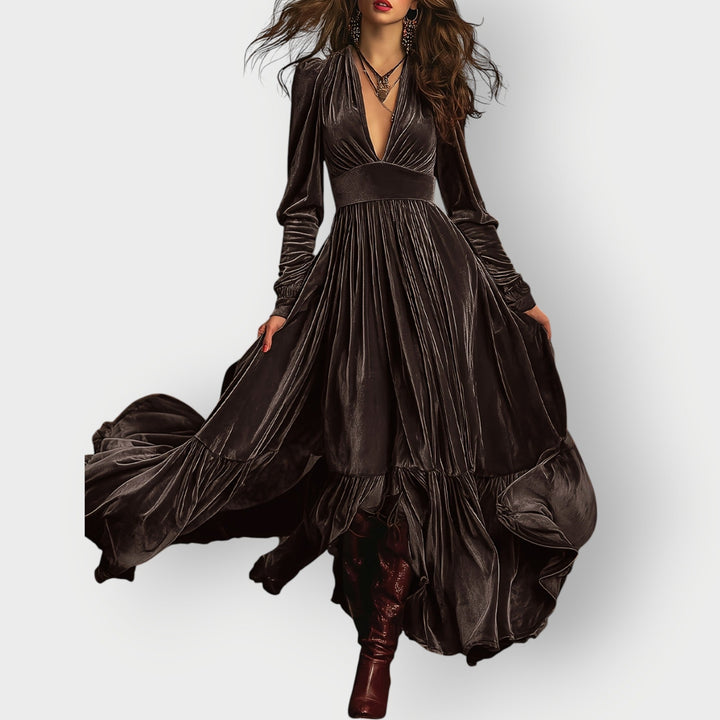 Alorae | Vintage A-Line Velvet Maxi Dress