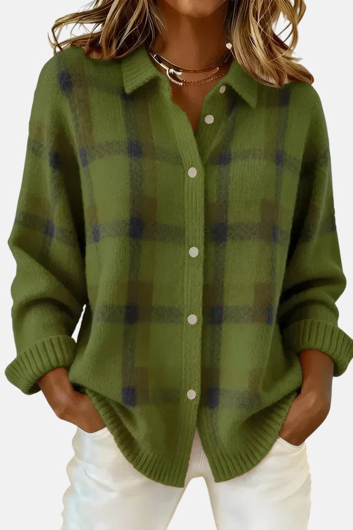 Joanne | Soft Plaid Button-Up Top