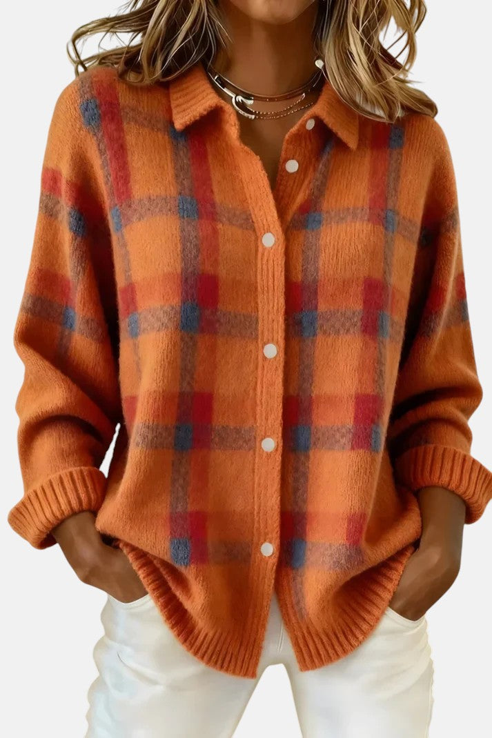 Joanne | Soft Plaid Button-Up Top