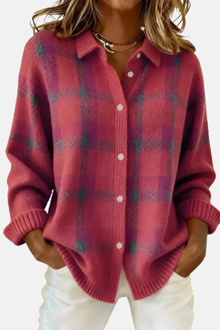 Joanne | Soft Plaid Button-Up Top